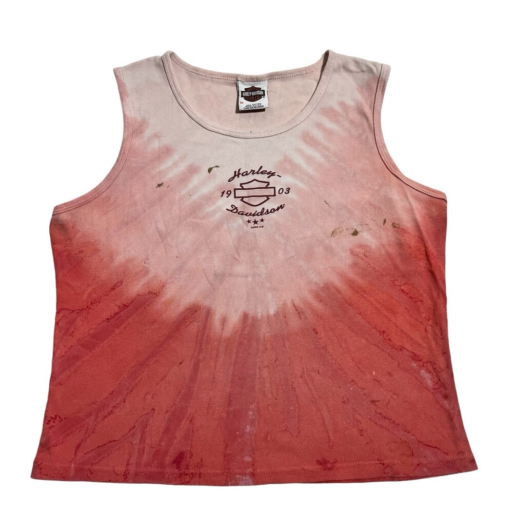 Vintage Harley Davidson Womens XL Tank Top Thrash Biker Tie Dye USA Woodstock